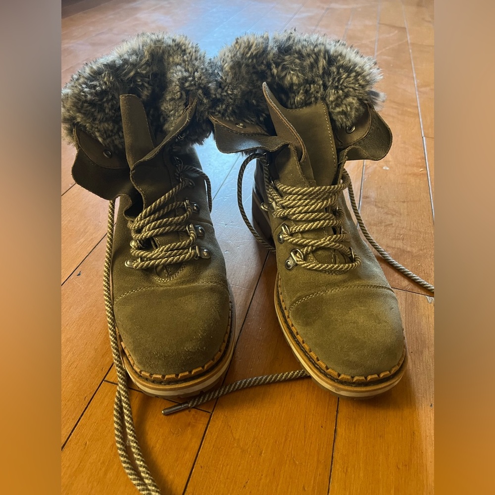 Sam Edelman Womens Shoes 7.5 Sage Green Suede Lace Up Ankle Boots Outdoor